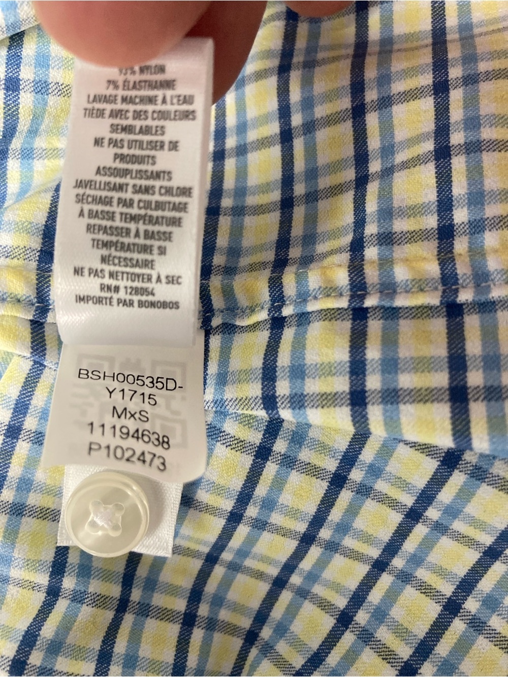 Bonobos Shirt Mens M Blue Yellow Check Button Up Performance Preppy Slim Fit - Picture 12 of 16